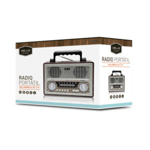radio retro portatil. bt/ fm/usb/sd/recargable.