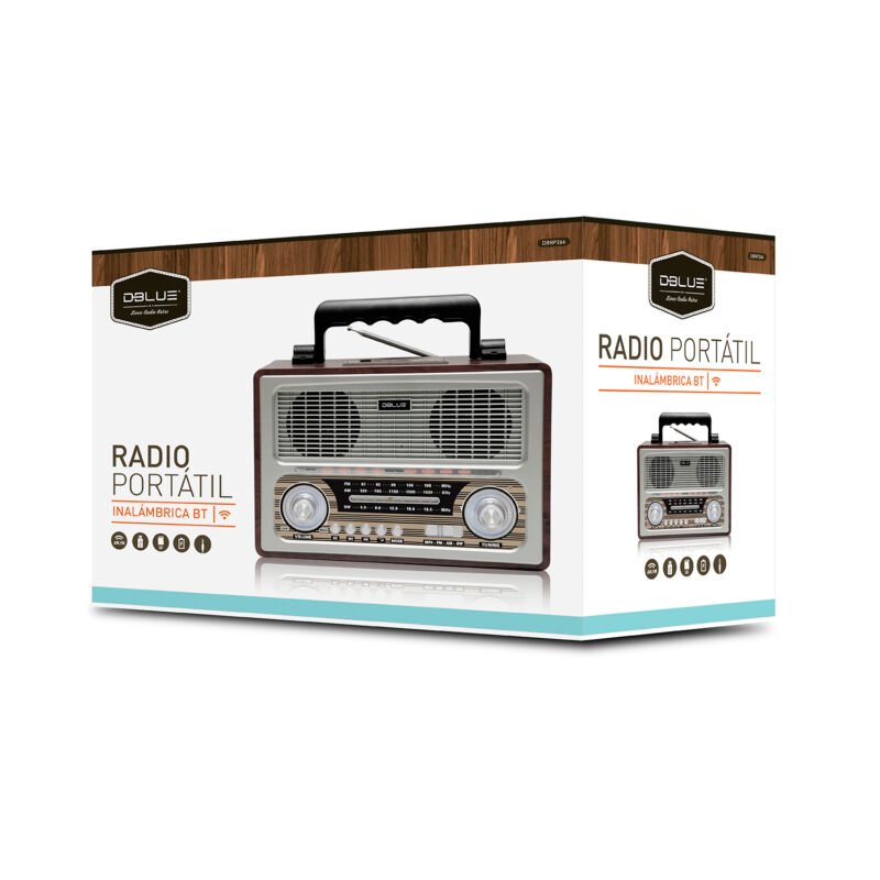 radio retro portatil. bt/ fm/usb/sd/recargable.