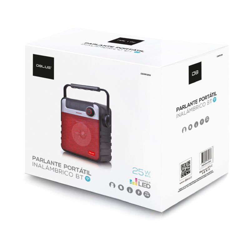 radio portatil bt con pantalla led/usb/sd/fm/bateria recargable, black