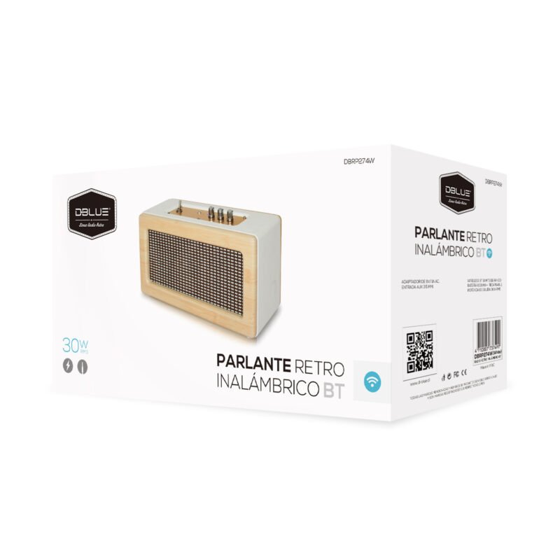 parlante retro portatil. bt/ recargable.white