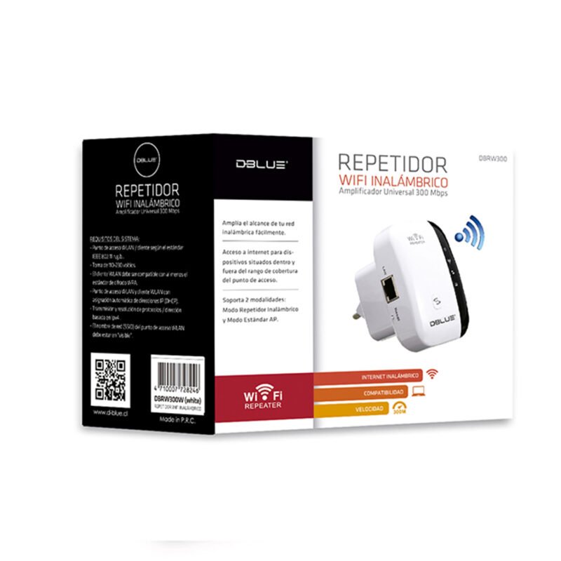 repetidor wifi dblue inalambrico, modos repetidor/ap, amplia cobertura, 110 230v, ieee 802.11 n/g/b. black — vista 3