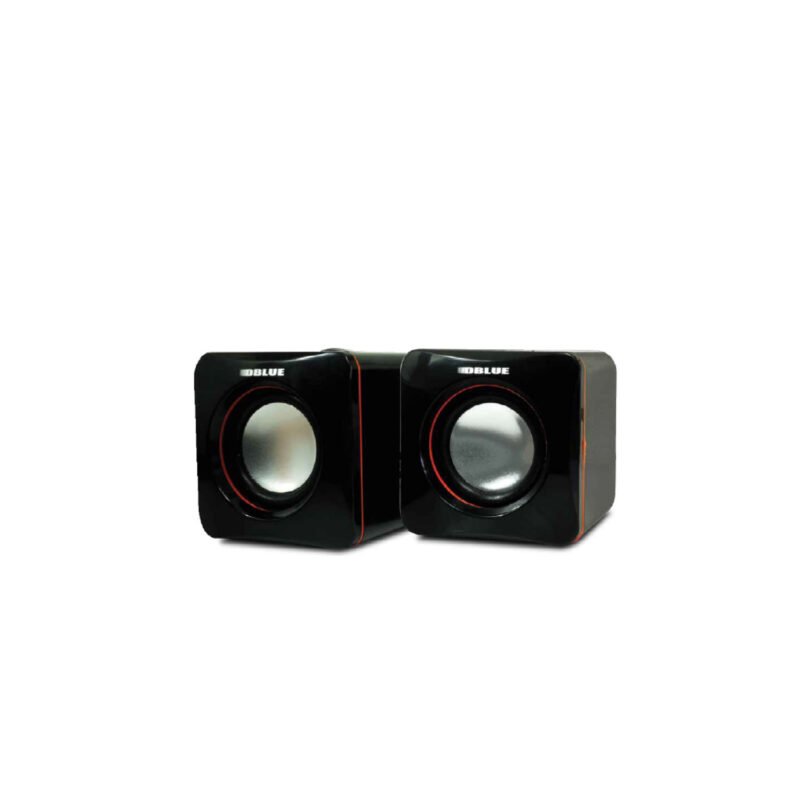 parlante dblue portatil doble, usb 2.0, plug and play, compatible 3.5mm, control de volumen, alimentacion 5v dc.