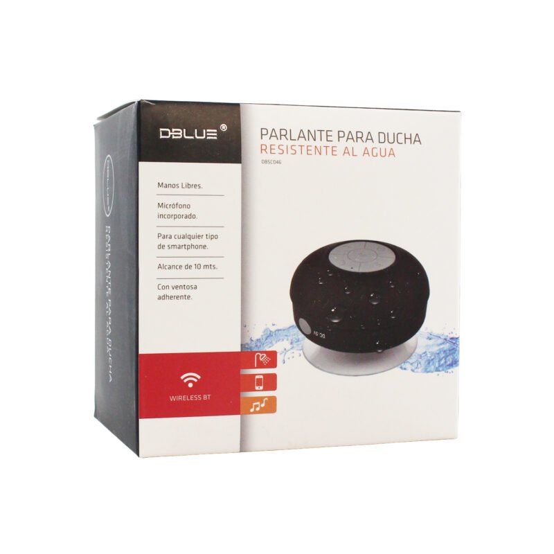 parlante dblue bt para ducha, resistente al agua, ventosa, manos libres, 3w, bateria de litio, alcance 10m. black — vista 3