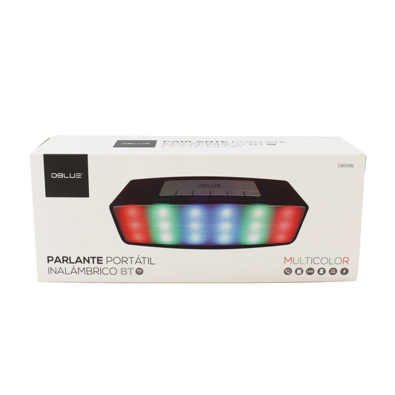 parlante portatil inalambrico, bt, sd/tf, radio fm, usb, 5 8h autonomia, iluminacion multicolor,. black — vista 6