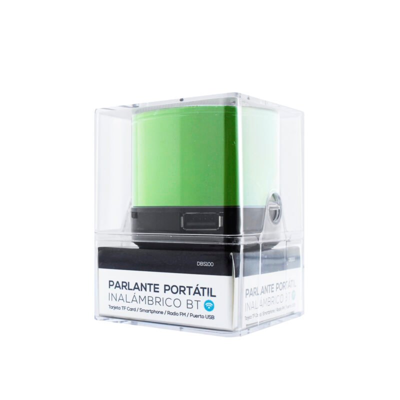 parlante dblue mini portatil bt con entrada sd/usb/ radio fm. green