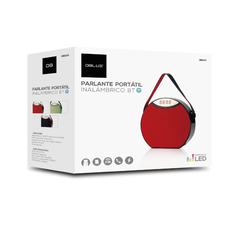 parlante dblue portatil con bt /usb/sd/fm radio green