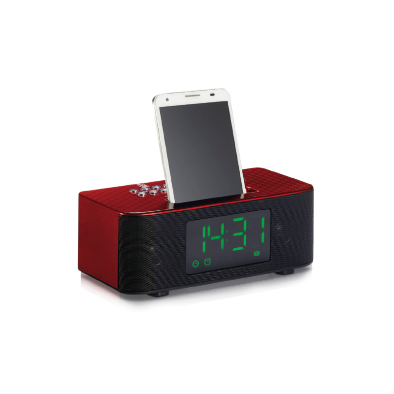 radio reloj dblue portatil con bluetooth /usb/sd/ red — vista 2