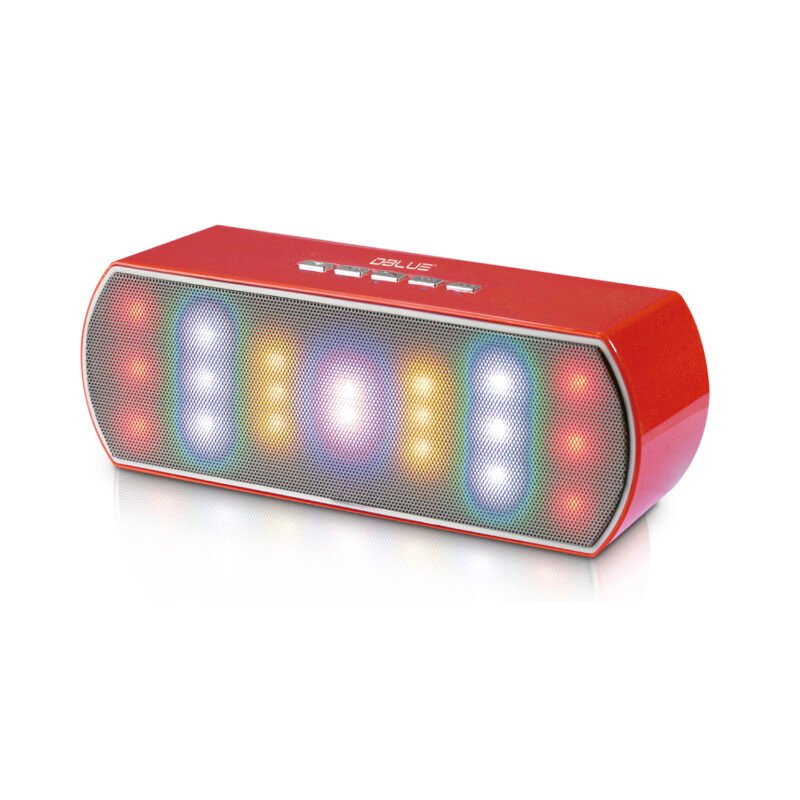 parlante portatil bt con luz multicolor con entrada sd/usb/radio fm red — vista 2