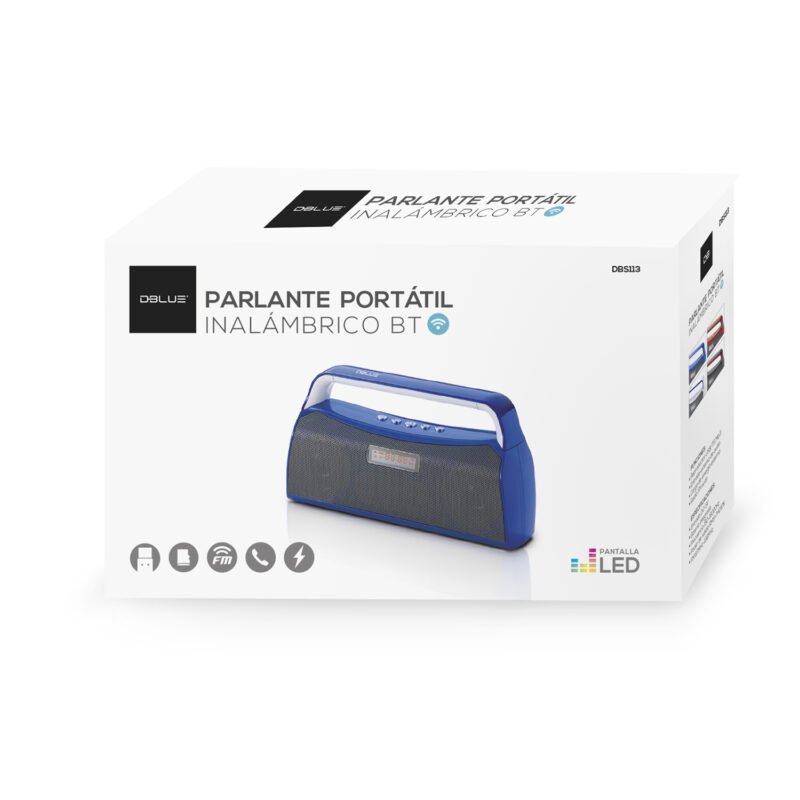parlante dblue portatil con bt /usb/sd/fm radio/aux/ red — vista 2