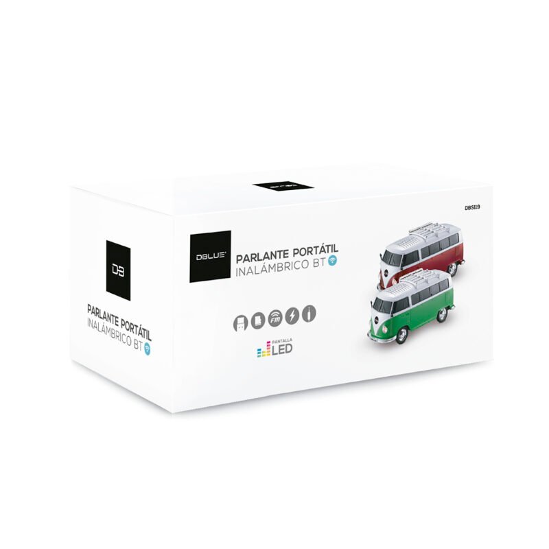 parlante diseÑo combi bt, usb, tf card, radio fm, led, aux 3.5mm, bateria recargable, dc5v. green