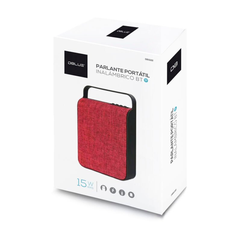 parlante dblue portatil con bt /usb/sd/fm radio/aux/ red