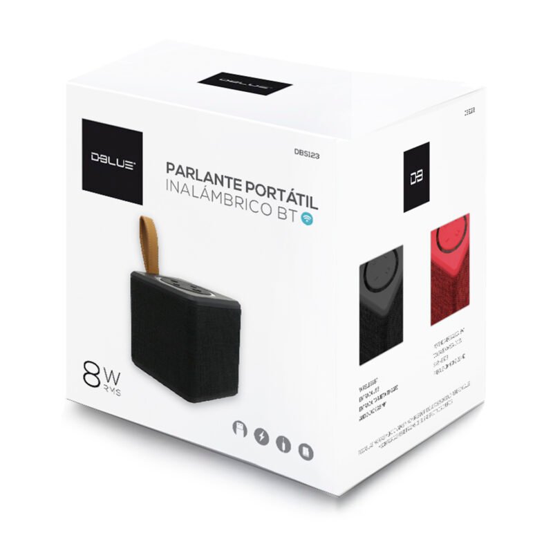parlante dblue bt con usb, tf, aux 3.5mm, bateria recargable, 8w, 60hz 22khz. blue — vista 4