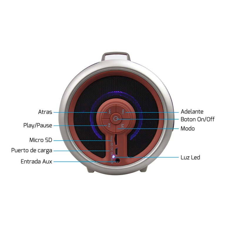 parlante dblue bazooka portatil con bt y entrada usb/sd/fm radio/aux brown — vista 2