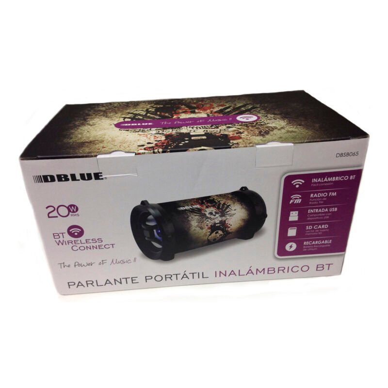 parlante dblue bazooka portatil con bt y entrada usb/sd/fm radio/aux diseÑo