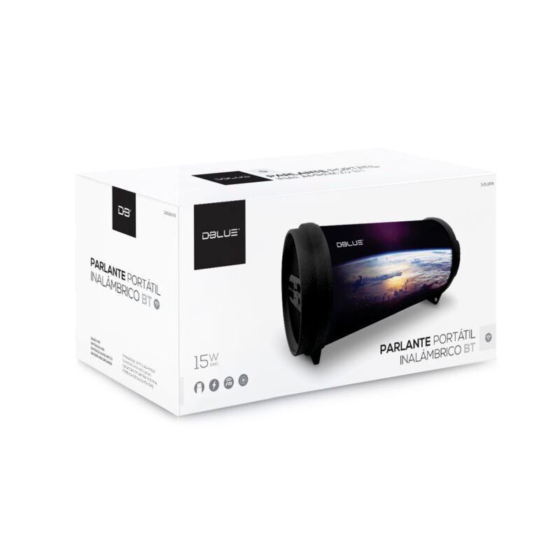parlante dblue mini bazooka portatil con bt y entrada usb/sd/fm radio/aux black