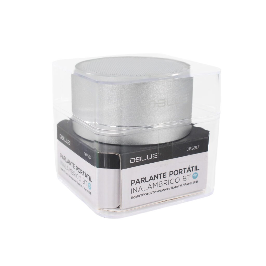 parlante dblue portatil con bt /usb/sd/fm radio/aux silver