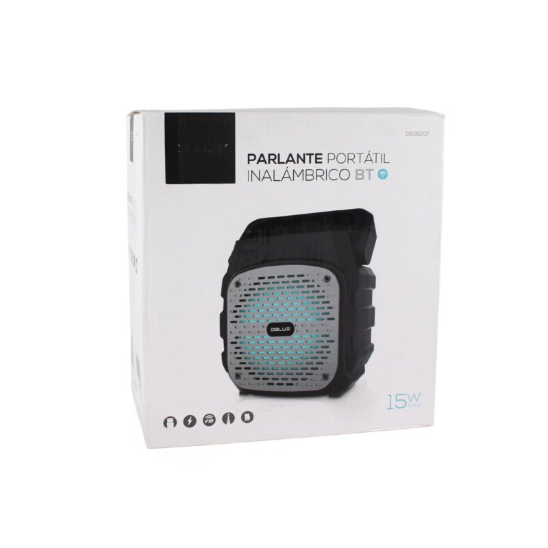 parlante dblue portatil con bt y entrada usb/sd/fm radio/aux luz led
