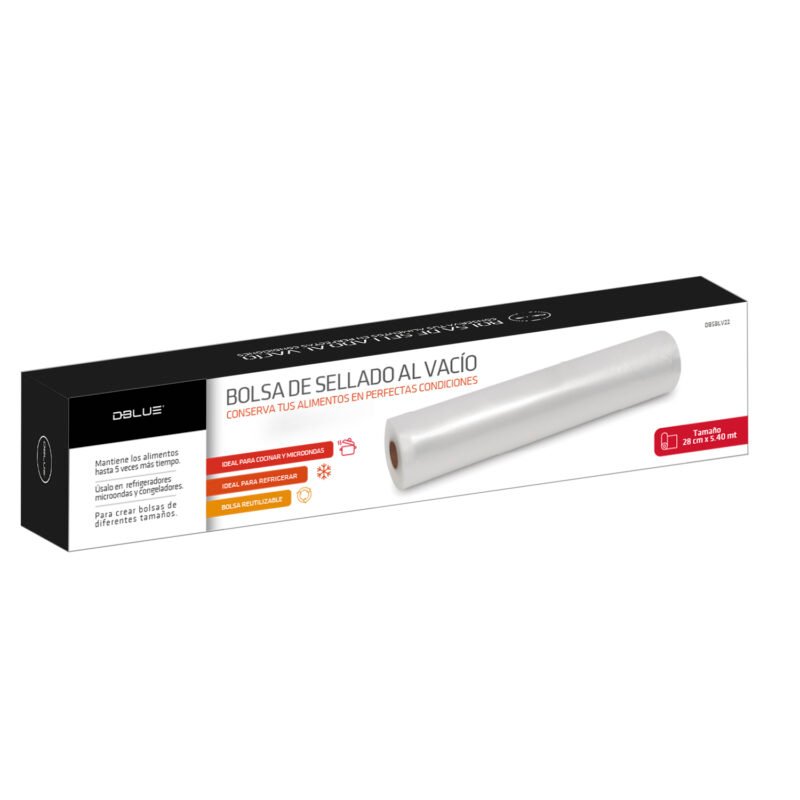 rollo envasado al vacio dblue 28cm, conserva alimentos hasta 5 veces mas, cocinar, congelar y refrigerar. — vista 3