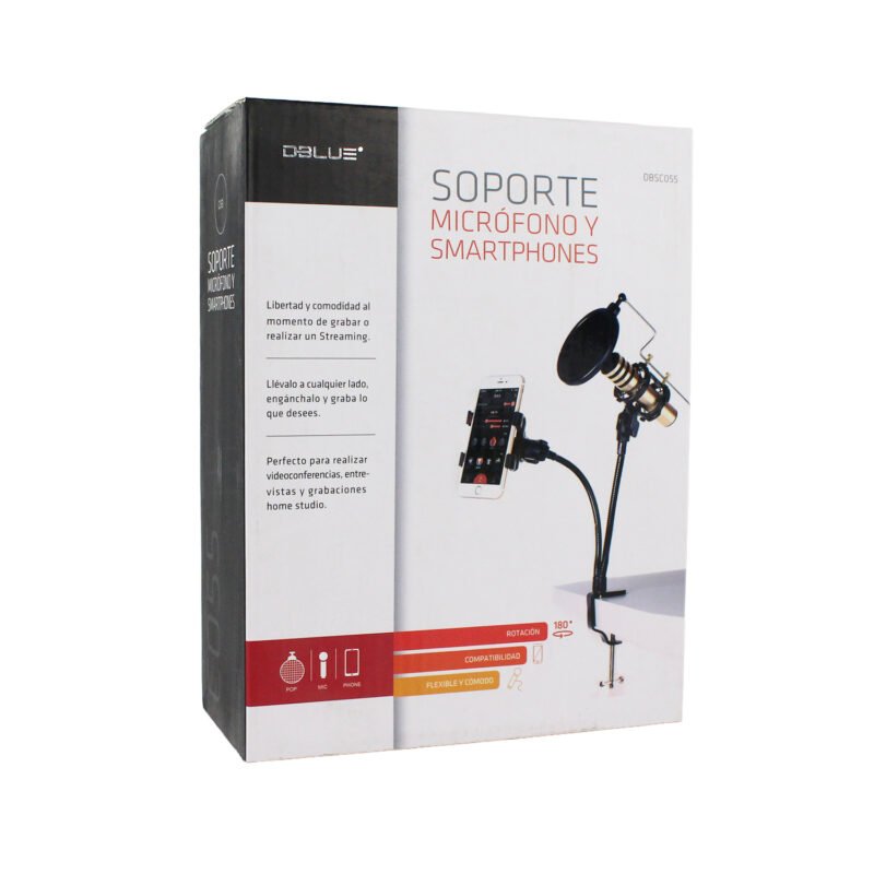 soporte dblue para smartphones y microfono, adaptable, facil de transportar, resistente. — vista 5