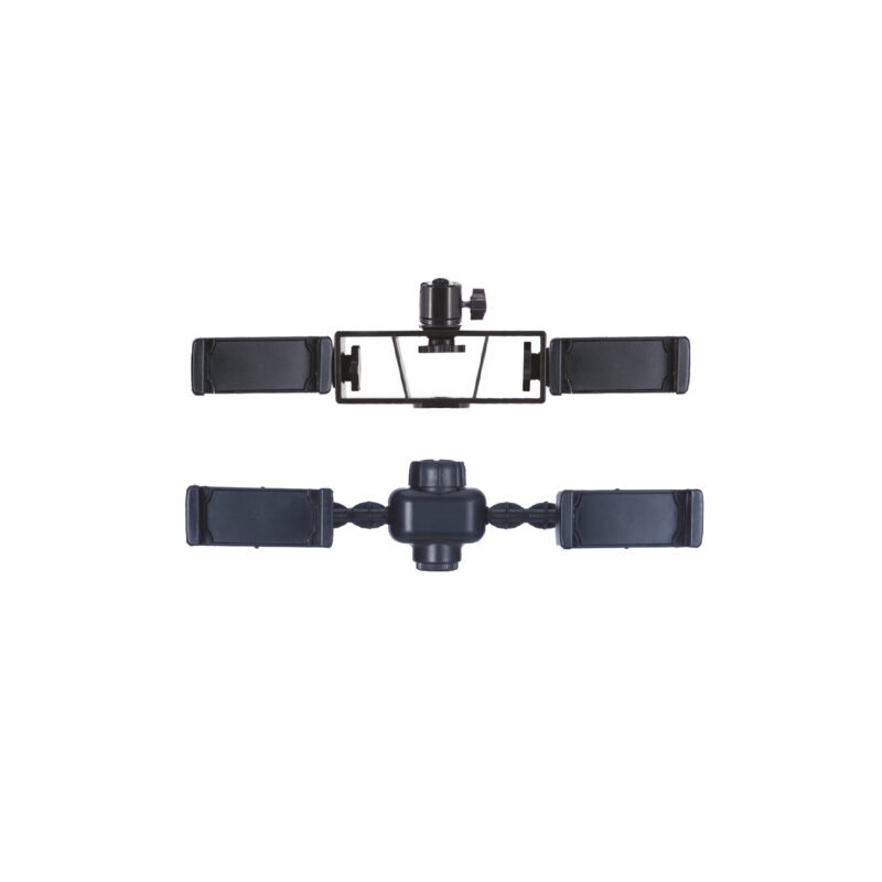 soporte dblue doble adaptable para smartphones y microfono, con luz led y rotacion. — vista 4