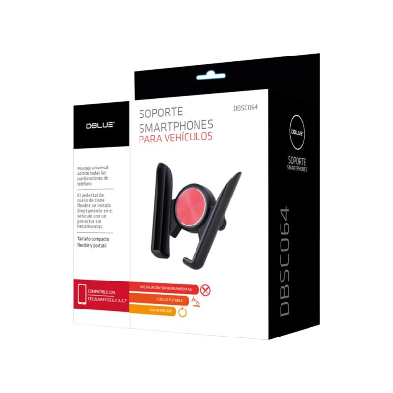 soporte compacto para telefono, rejilla de auto, material abs, compatible celulares de 5.2" a 6.7". — vista 2