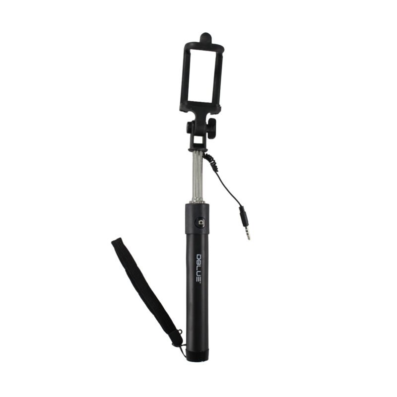 baston selfie dblue para autorretratos 78 cm, telescopico, conector para smartphones y camaras, cable incluido. black — vista 3