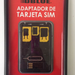 adaptador dblue sim universal, conversion de nano sim a micro sim o sim estandar, incluye herramienta y usb.