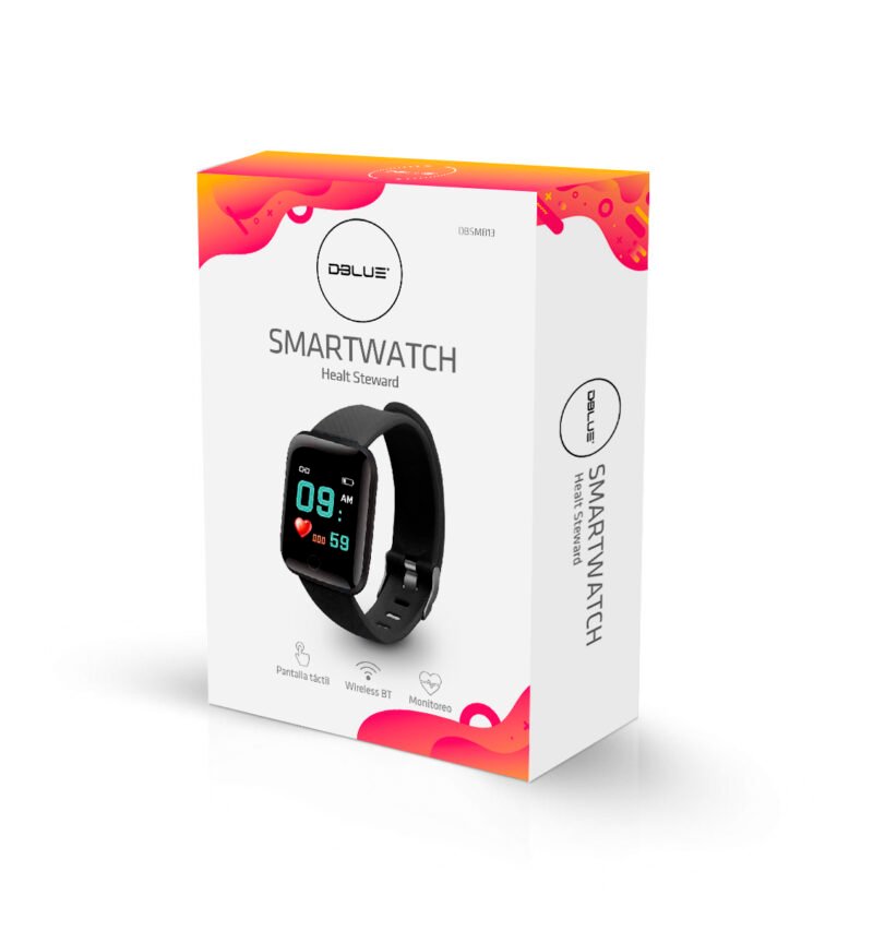 reloj smartwatch touch monitor de salud black
