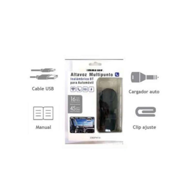 manos libres dblue bt v3.0, diseÑo de clip, conexion simultanea a 2 moviles, 6h conversacion y 45d espera.