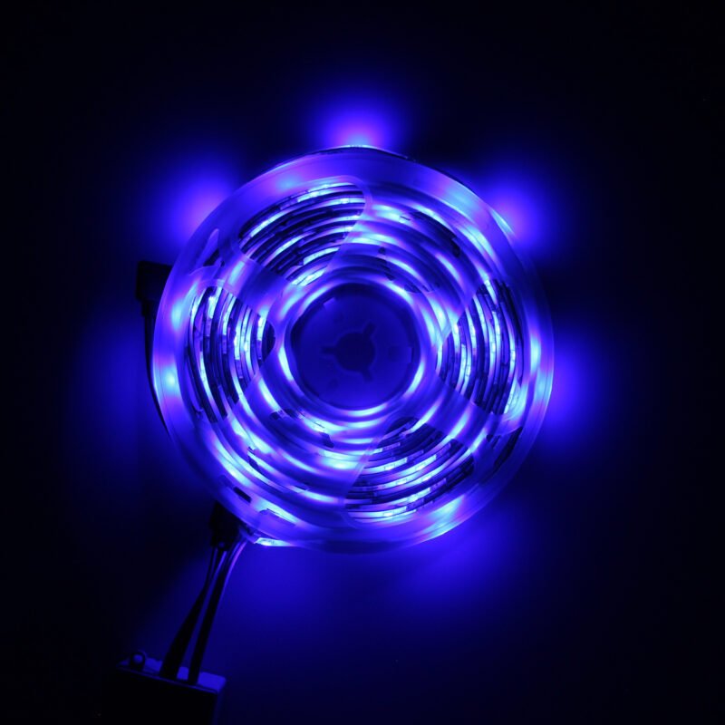 tira led dblue rgb 3528 de 5 mts, 60 leds/mt, control remoto, pegamento en reverso, 12v dc. — vista 4