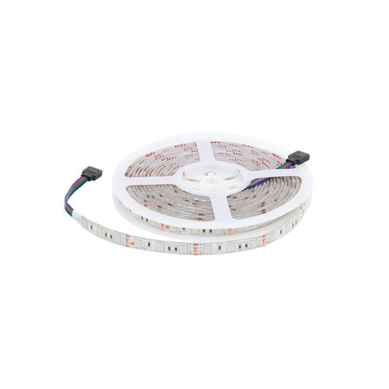 tira led dblue 5m multicolor 5050, control remoto, impermeable, 220v, voltaje dc 12v, adhesivo en la parte posterior.