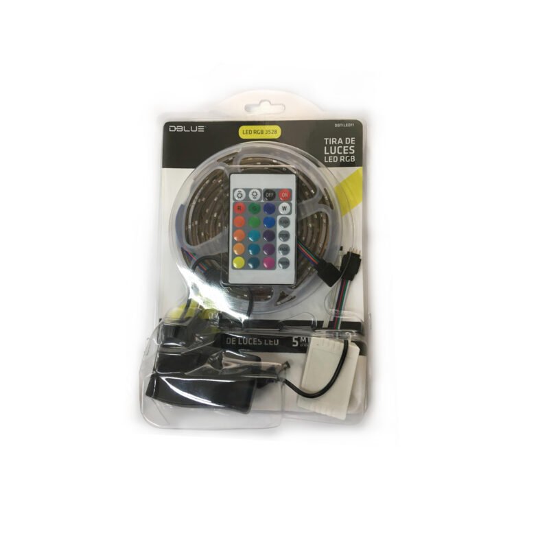 tira led dblue 5m, 300 led rgb, 12v, 50.000h, control remoto, flexible, adhesiva, decorativa.led3528