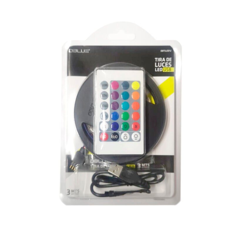 tira led dblue 3m, 90 leds rgb, usb, 12v, 20.000h, flexible, adhesiva, decorativa, efectos personalizados. — vista 3