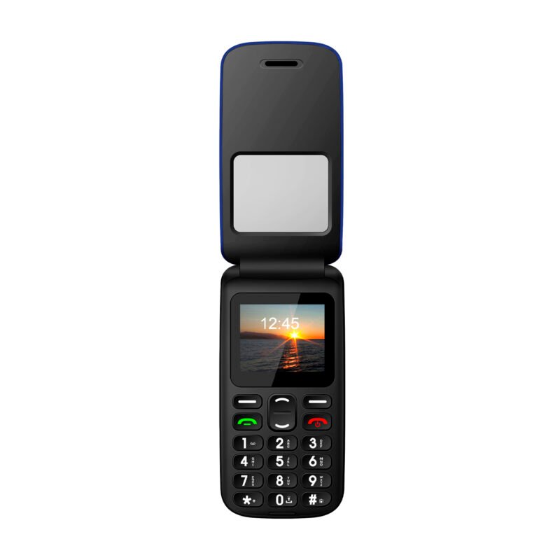 telefono senior adulto mayor tipo almeja. blue — vista 3