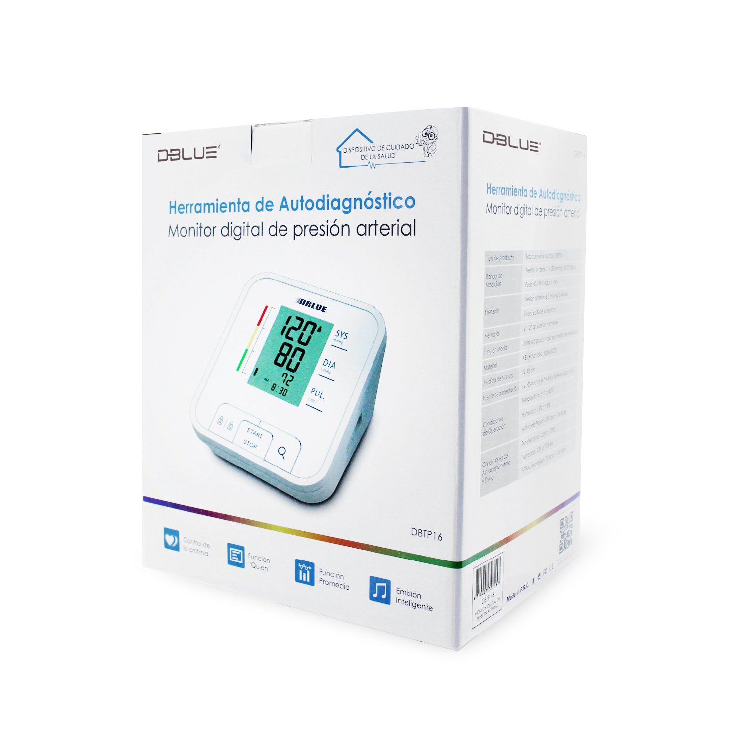 monitor de presion arterial dblue, rango de 0 a 280 mmhg, memoria 2*120, pantalla lcd, control de arritmia. monitor de presion arterial dblue, rango de 0 a 280 mmhg, memoria 2*120, pantalla lcd, control de arritmia.