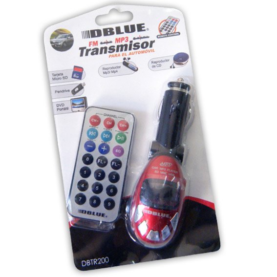 transmisor fm con control dblue, compatible mp3, mp4, usb, sd, micro sd. red transmisor fm con control dblue, compatible mp3, mp4, usb, sd, micro sd. red