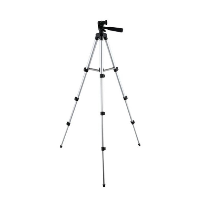 tripode dblue de aluminio, 1.08m, cabezal 3 vias, giratorio 360°, con nivel y estuche.