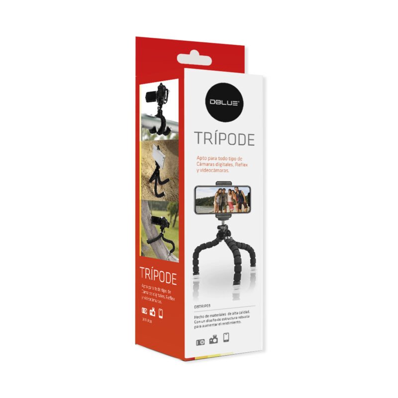 tripode flexible mini, metal y juntas flexibles, compatible camaras y telefonos de 5.5 8.5cm. — vista 3