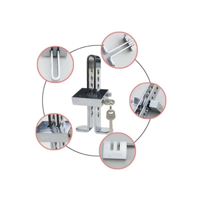 dispositivo de traba pedal dblue ajustable, metal resistente, con barra de seguridad y llave. — vista 3