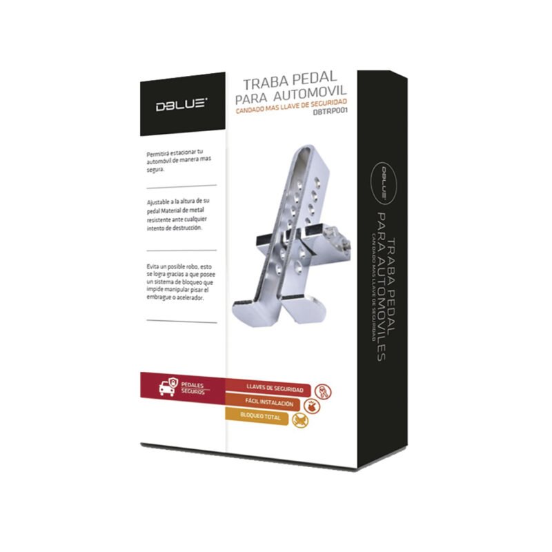 dispositivo de traba pedal dblue ajustable, metal resistente, con barra de seguridad y llave. — vista 5