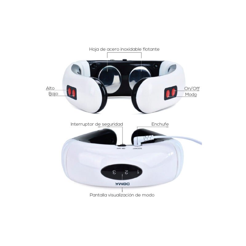 masajeador doma electrico portatil, tecnologia 3d ajuste inteligente, pulso electrico, efecto magnetico, bateria recargable. — vista 3