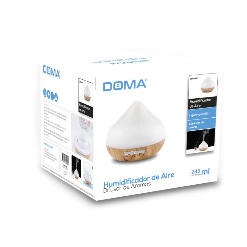 humidificador de aire doma, 360° de niebla, apagado automatico, uso de esencias, capacidad 235ml, luces colores. — vista 3