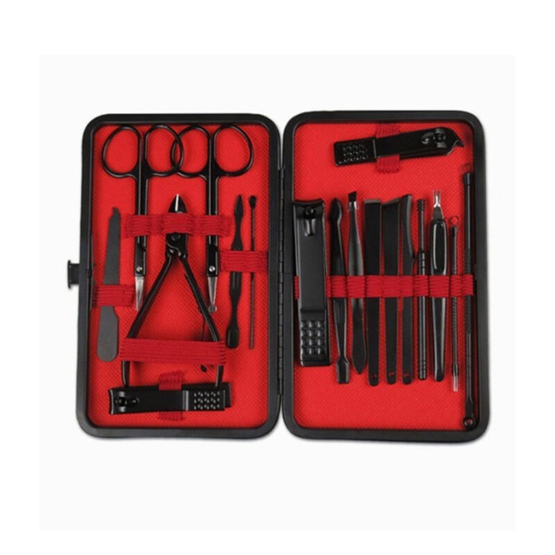kit de herramientas para manicure doma, 18 piezas, con caja de almacenamiento, acero inoxidable. — vista 2