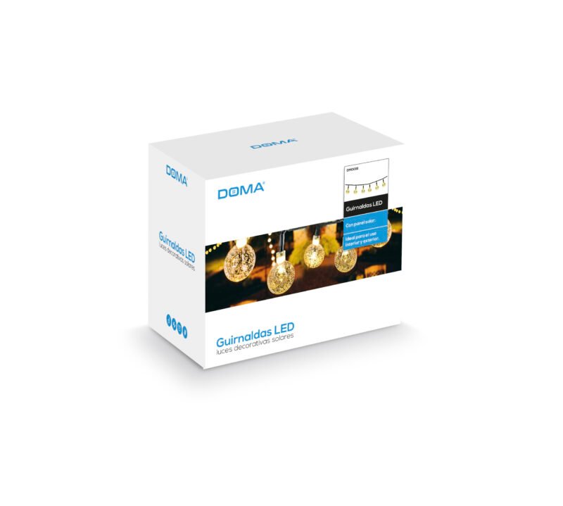guirnalda doma led 20 piezas, panel solar, ideal interior y exterior, luz blanca calida/multicolor. — vista 5