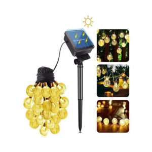 guirnalda doma led 20 piezas, panel solar, ideal interior y exterior, luz blanca calida/multicolor.