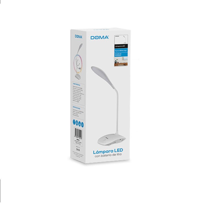 lampara doma con bateria de litio, control tactil 3 modos, cambio de color, brazo flexible, carga usb. — vista 3