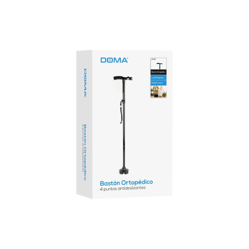 baston ortopedico doma plegable, ligero y portatil, base con 4 puntos de apoyo, 2 luces led, ajustable. — vista 5