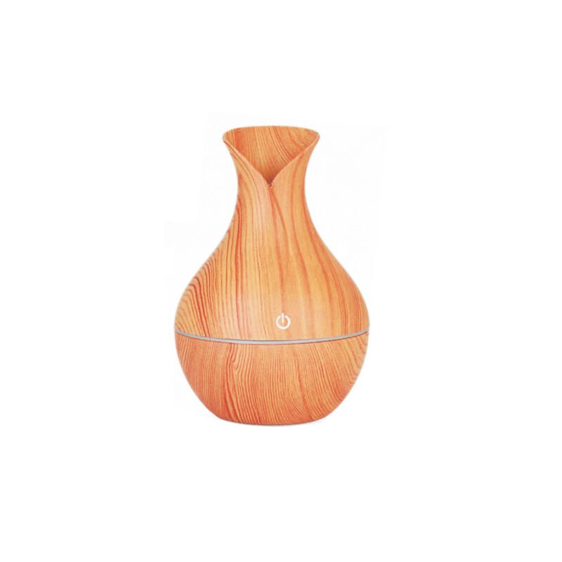 humidificador de aire portatil, con luz led, silencioso, capacidad 130ml, potencia <2w. light brown