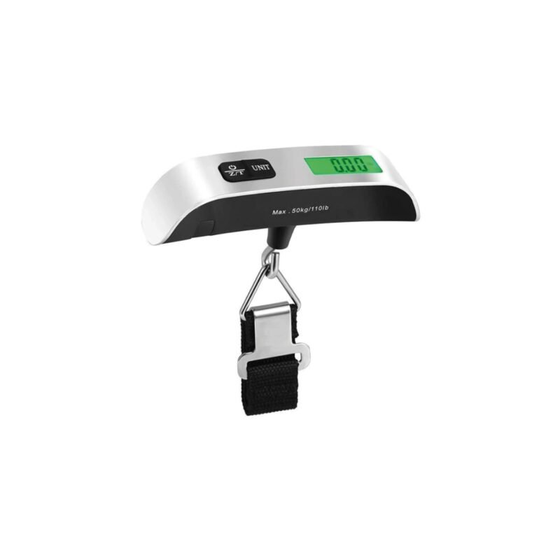 pesa digital doma para equipaje, capacidad 50kg, lcd, acero inoxidable, con indicador de temperatura.