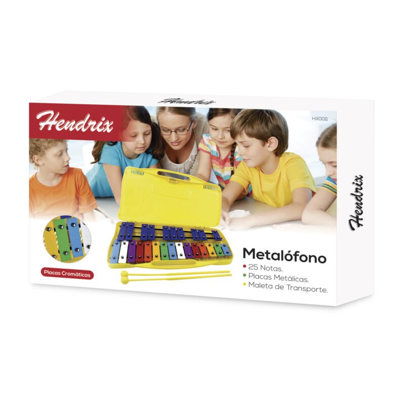 metalofono hendrix de 25 notas, placas de aluminio, colores con notas, tono preciso, incluye 2 baquetas. — vista 7